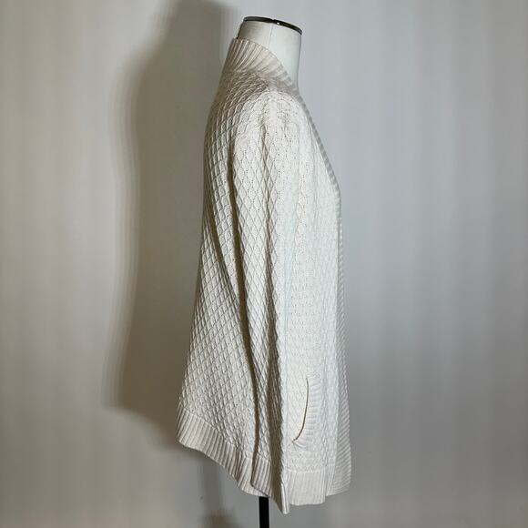 Talbots Cream Lambswool Blend Open Front Cardigan Sweater Womens Petite Size MP - Picture 3 of 12